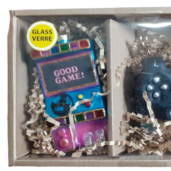 Glass Christmas Tree Gaming Ornament Set - Controller & Arcade Game - Picture 2 of 3